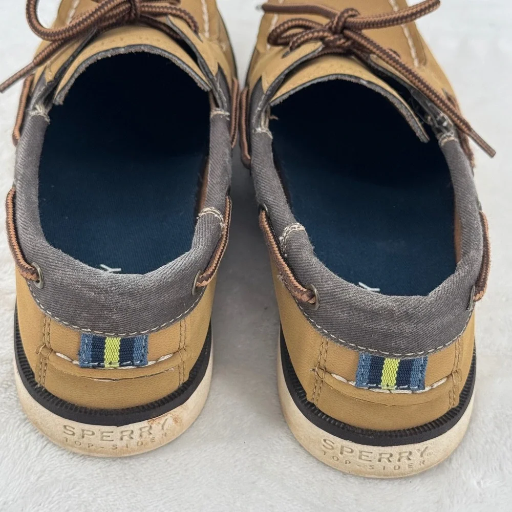 Sperry Leeward Sport Boat Shoes Boys Size 3M Tan Brown Nautical Sperry Topsider
